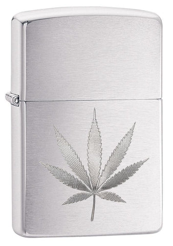 Chrome Marijuana Leaf Design Zippo Lighter