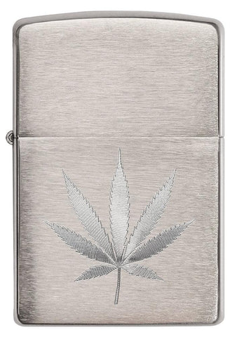Chrome Marijuana Leaf Design Zippo Lighter