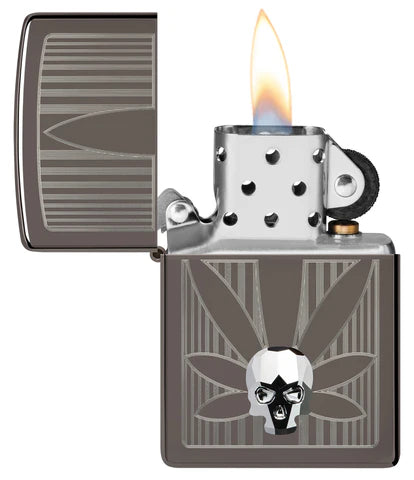Crystal Skull Cannabis Leaf Zippo Lighter