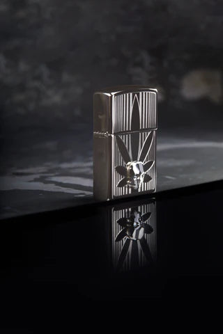 Crystal Skull Cannabis Leaf Zippo Lighter