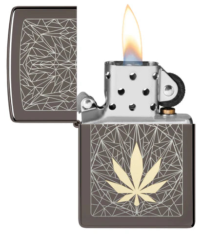Laser Engraved Geometric Cannabis Zippo Lighter