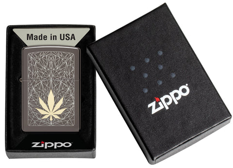 Laser Engraved Geometric Cannabis Zippo Lighter