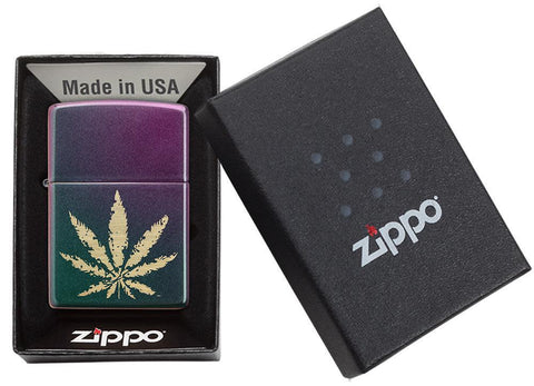 Iridescent Marijuana Leaf Zippo Lighter