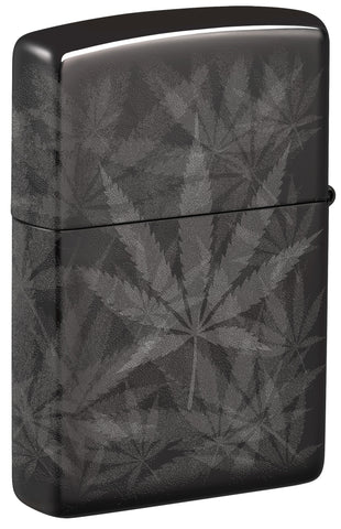 High Polish Phantom Cannabis Leaf Zippo Lighter