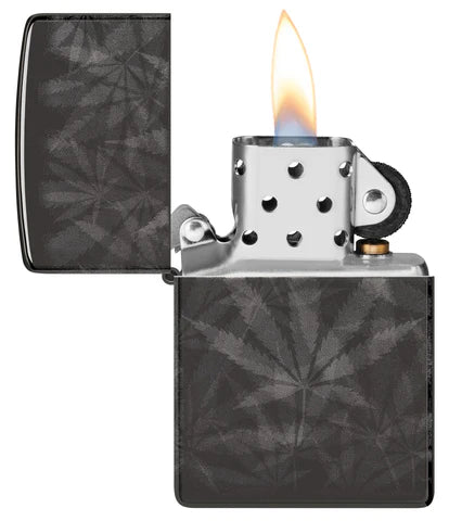High Polish Phantom Cannabis Leaf Zippo Lighter