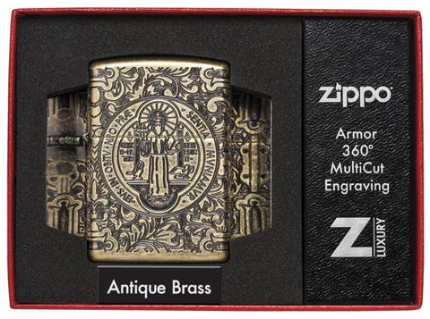 St. Benedict Deep Carve Zippo Lighter