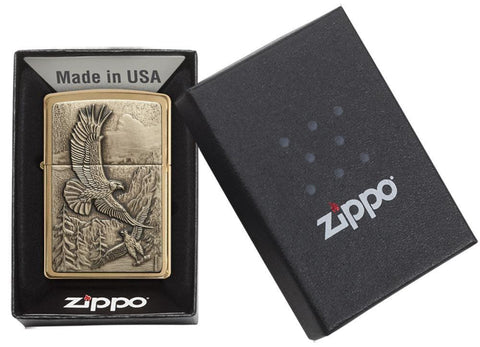 Soaring Eagle Brass Zippo Lighter
