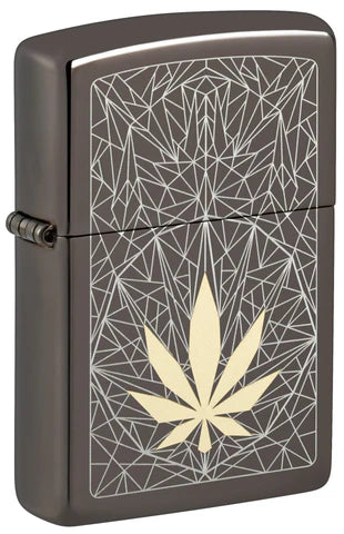 Laser Engraved Geometric Cannabis Zippo Lighter