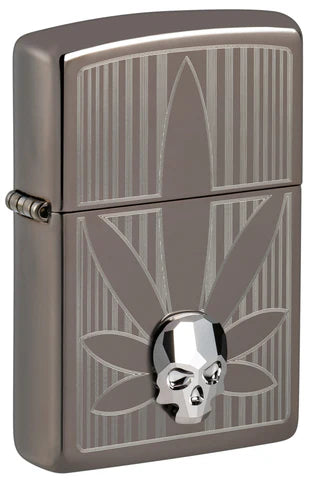 Crystal Skull Cannabis Leaf Zippo Lighter