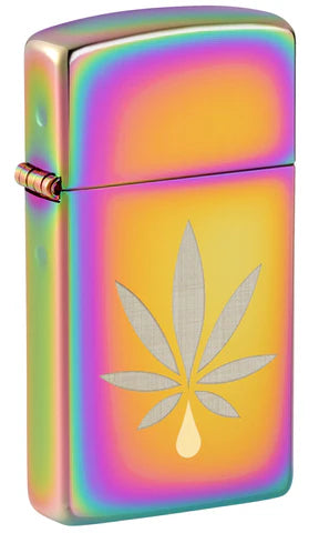 Multi Color Cannabis Slim Zippo Lighter
