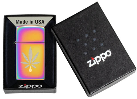 Multi Color Cannabis Slim Zippo Lighter